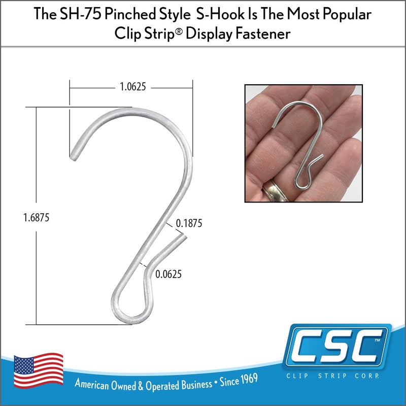 Clip Strip 100 Pack S Hooks, 1.69" S Shaped Hooks for Hanging Plants, DIY Crafts, Jewelry, Keys, Decorations, Kitchen Utensils, Merchandisers, Displays, Products in Retail, Pinched Version - Image 2